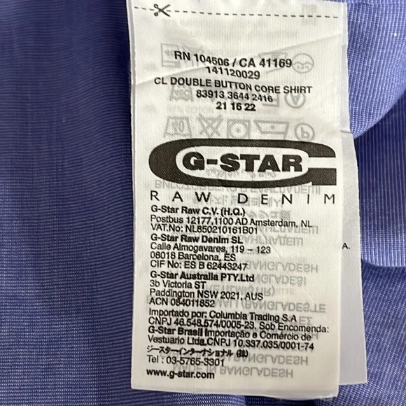 G-Star Raw Correct Line Double Button Core Shirt in Blue - Size XXL - Picture 8 of 9
